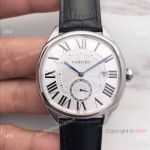 Swiss Cartier De Drive Watch SS White Roman Dial 41mm 